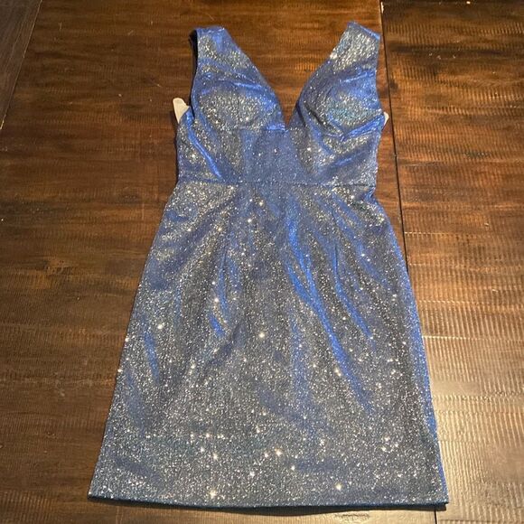 Ed Young Sparkly Formal Party Dress Homecoming Size XS silver and blue - Picture 1 of 11